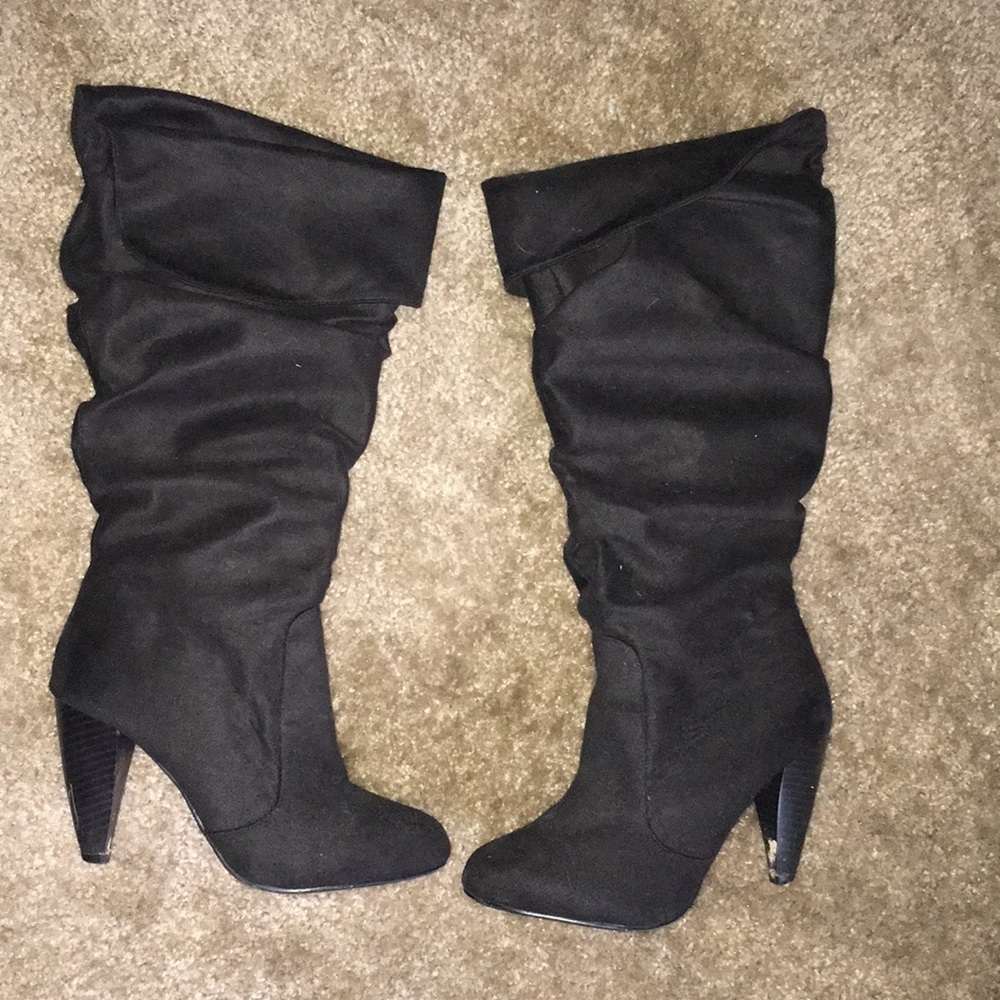 Mid calf high heel boots